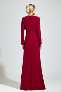 Perynix Red Ruched Formal Dress