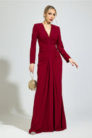 Perynix Red Ruched Formal Dress