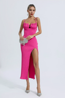 Agnes Shell Breast Knitted Midi Dress In Pink