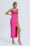 Agnes Shell Breast Knitted Midi Dress In Pink