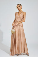 Daldriel Halter Maxi Dress In Champagne