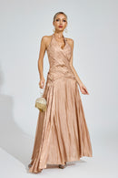 Daldriel Halter Maxi Dress In Champagne