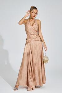 Daldriel Halter Maxi Dress In Champagne