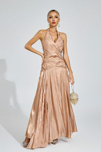 Daldriel Halter Maxi Dress In Champagne