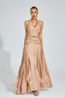 Daldriel Halter Maxi Dress In Champagne