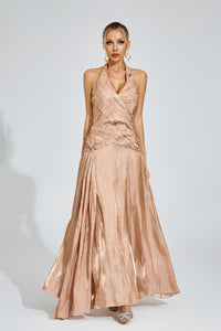 Daldriel Halter Maxi Dress In Champagne