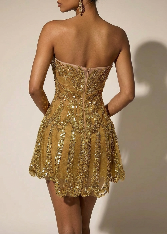 Uxoryx Strapless Corset Crystal Mini Dress