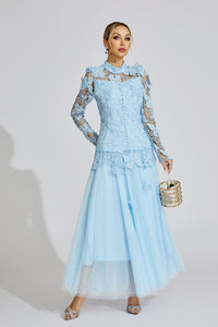 Eryna Blue Embroidered Two Piece Set