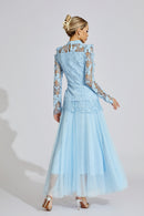 Eryna Blue Embroidered Two Piece Set