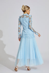Eryna Blue Embroidered Two Piece Set