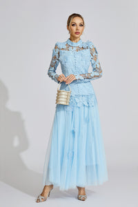 Eryna Blue Embroidered Two Piece Set