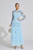 Eryna Blue Embroidered Two Piece Set