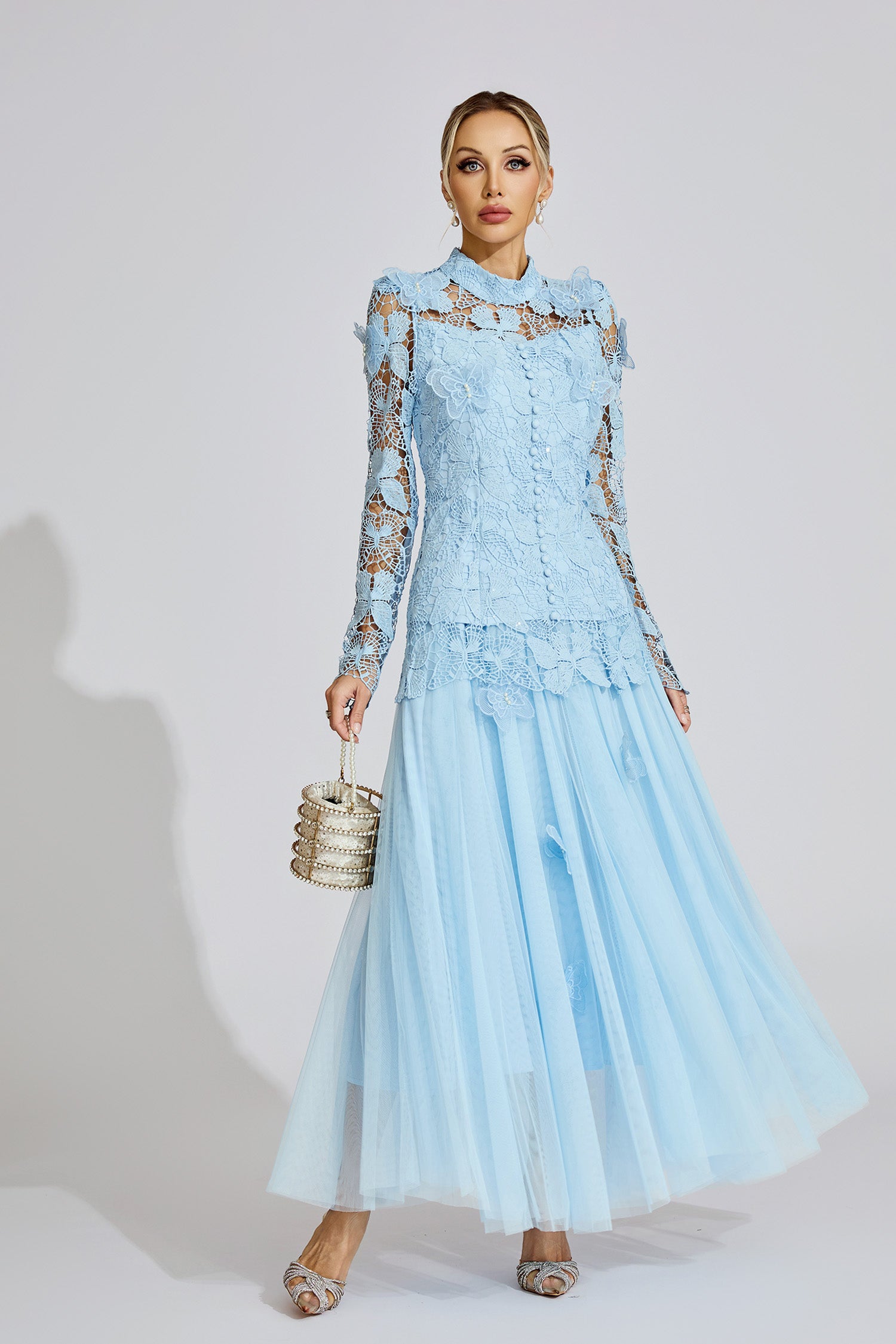 Eryna Blue Embroidered Two Piece Set