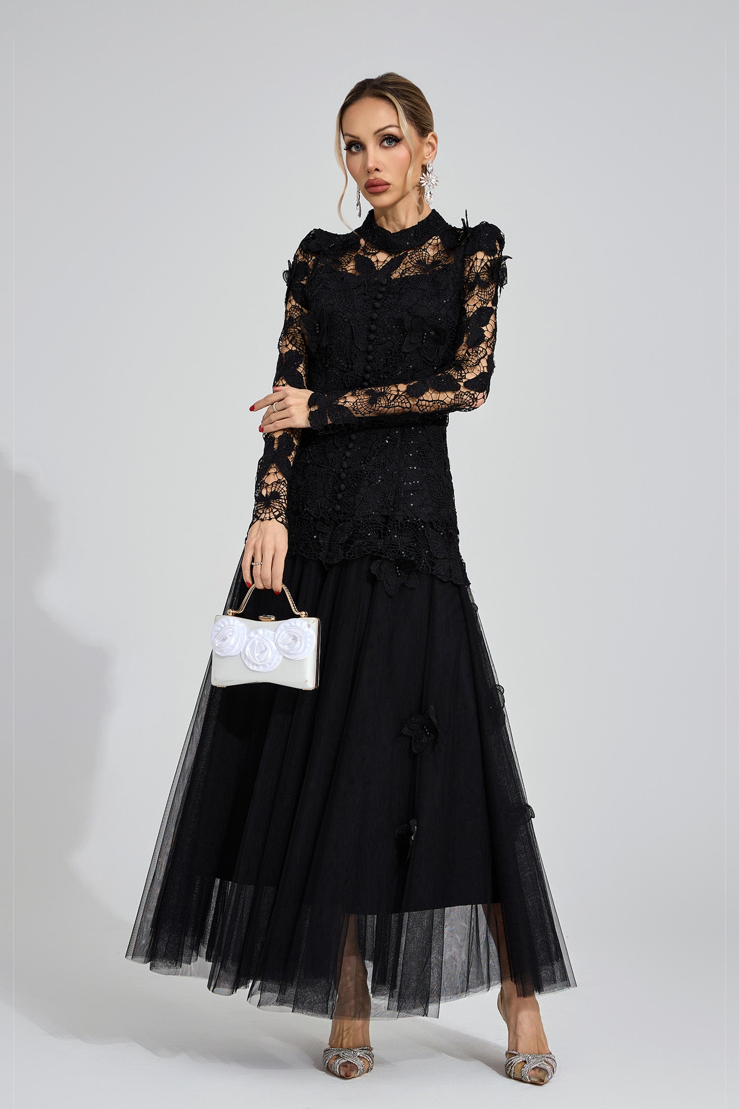 Eryna Black Embroidered Two Piece Set
