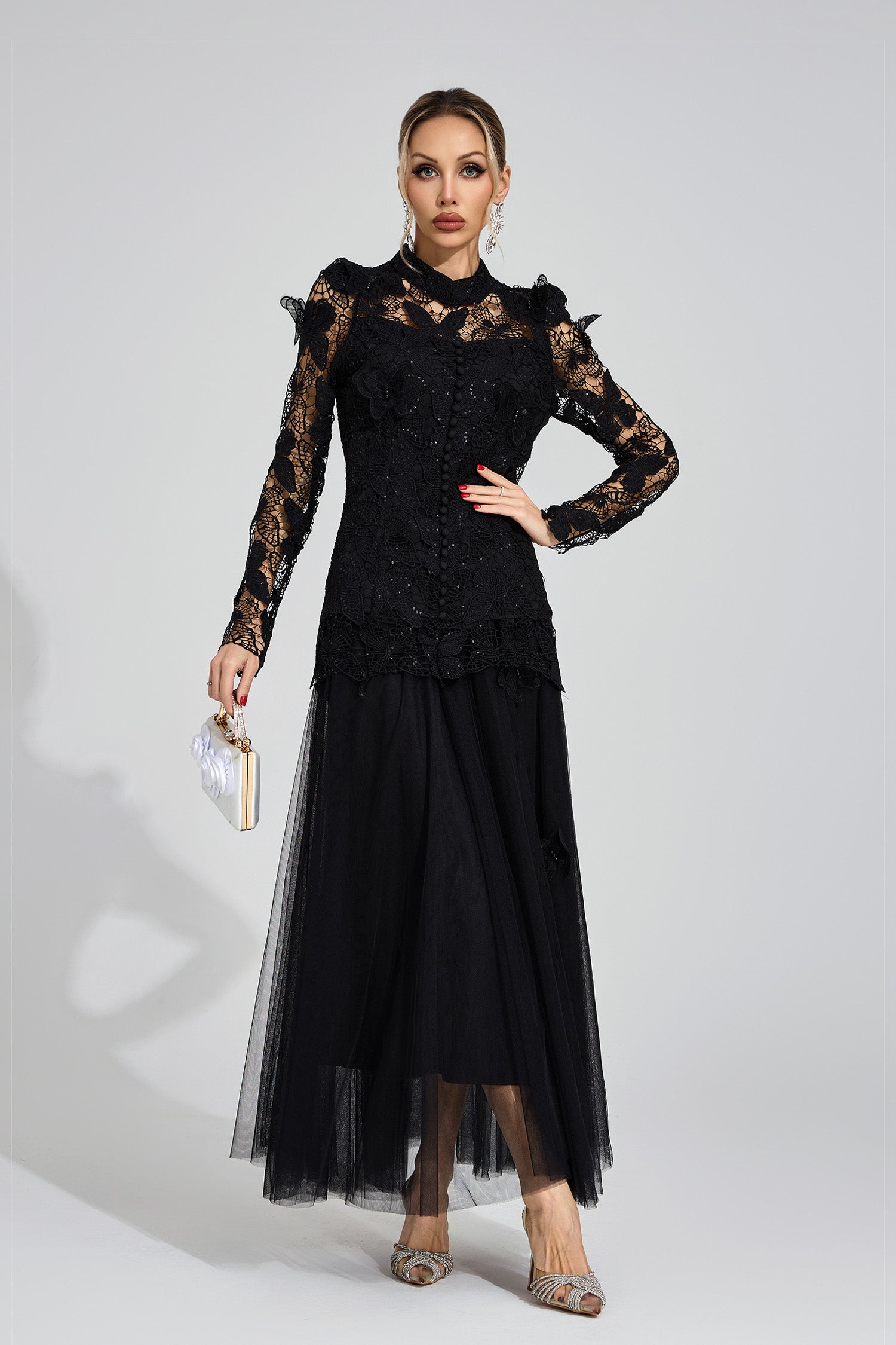 Eryna Black Embroidered Two Piece Set