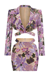 Evalyse Sequin Embroidery Two Piece Dress