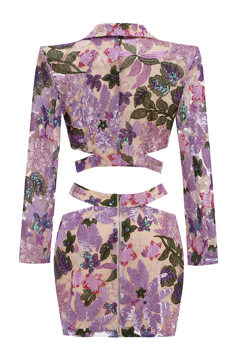 Evalyse Sequin Embroidery Two Piece Dress