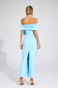Jaelyra Bow Tie Bandage Maxi Dress In Blue