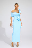 Jaelyra Bow Tie Bandage Maxi Dress In Blue