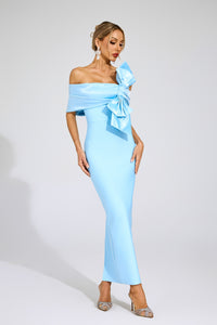 Jaelyra Bow Tie Bandage Maxi Dress In Blue