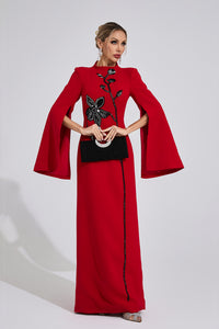 Ferune Red Diamond Maxi Dress