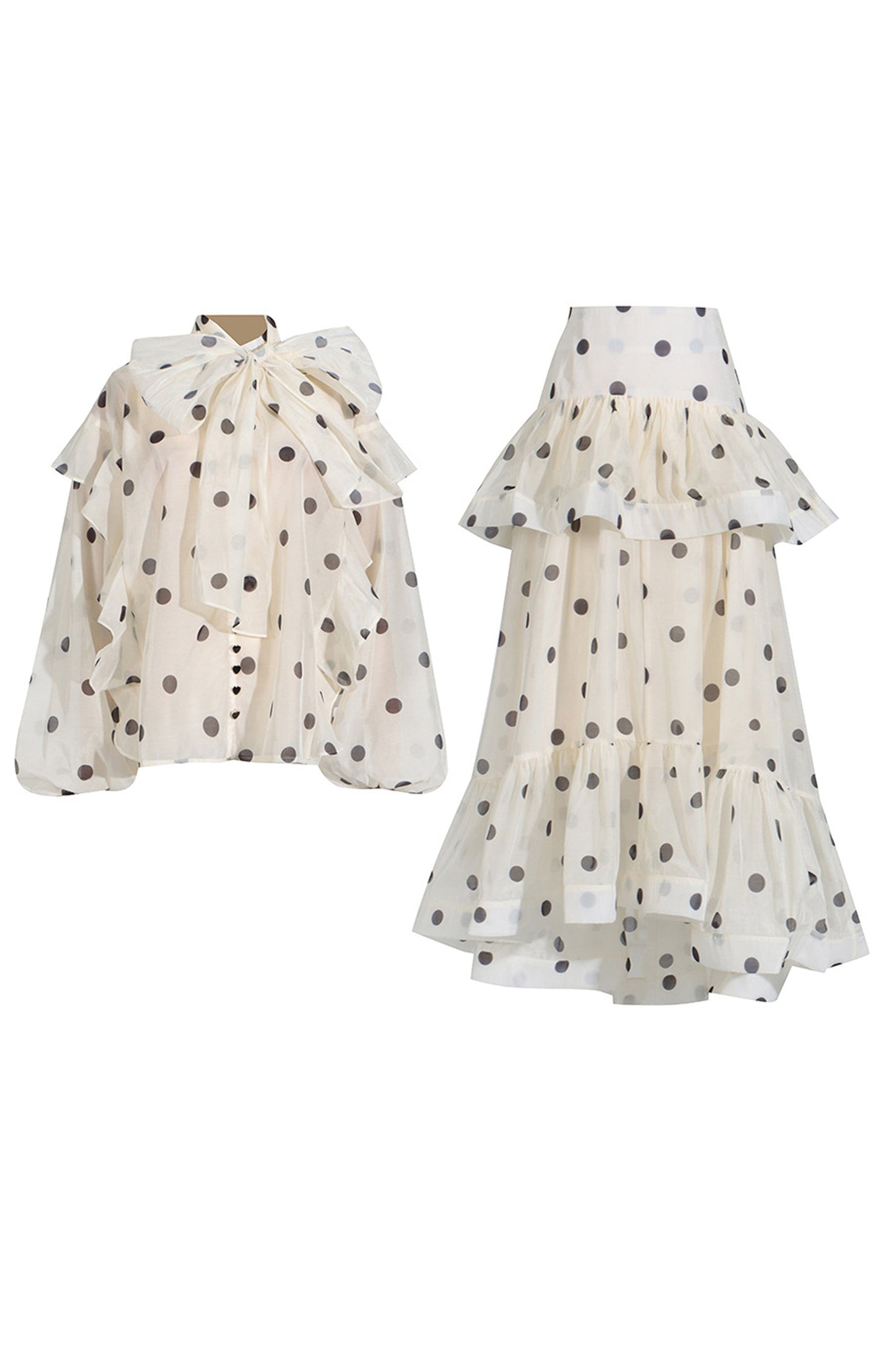 Lexelle Polka Dot Set In Apricot