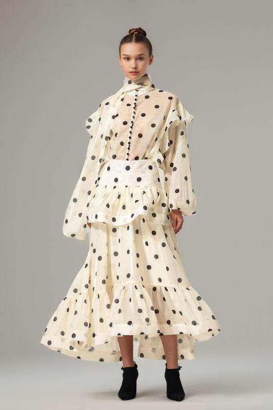 Lexelle Polka Dot Set In Apricot