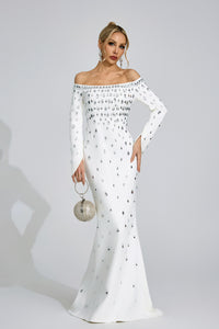 Lunvaris White Diamond Maxi Dress