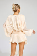 Erythia Long Sleeve Mini Dress In Apricot