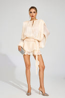 Erythia Long Sleeve Mini Dress In Apricot