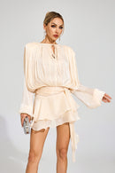 Erythia Long Sleeve Mini Dress In Apricot