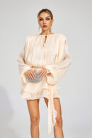 Erythia Long Sleeve Mini Dress In Apricot