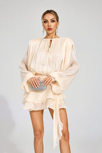 Erythia Long Sleeve Mini Dress In Apricot