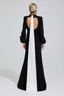 Donyelle Black Halter Backless Long Tie Maxi Dress