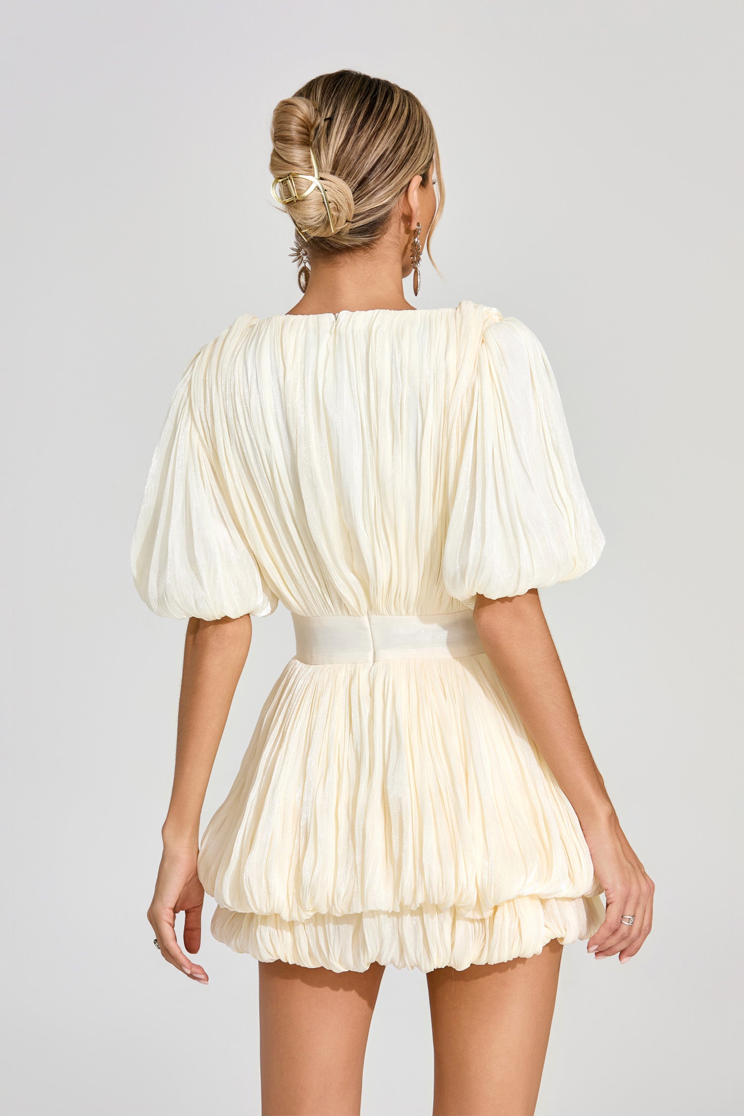 Cyrthia Pleated Mini Dress In Apricot