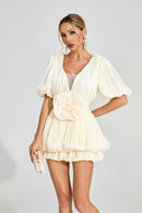 Cyrthia Pleated Mini Dress In Apricot