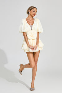 Cyrthia Pleated Mini Dress In Apricot