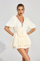 Cyrthia Pleated Mini Dress In Apricot