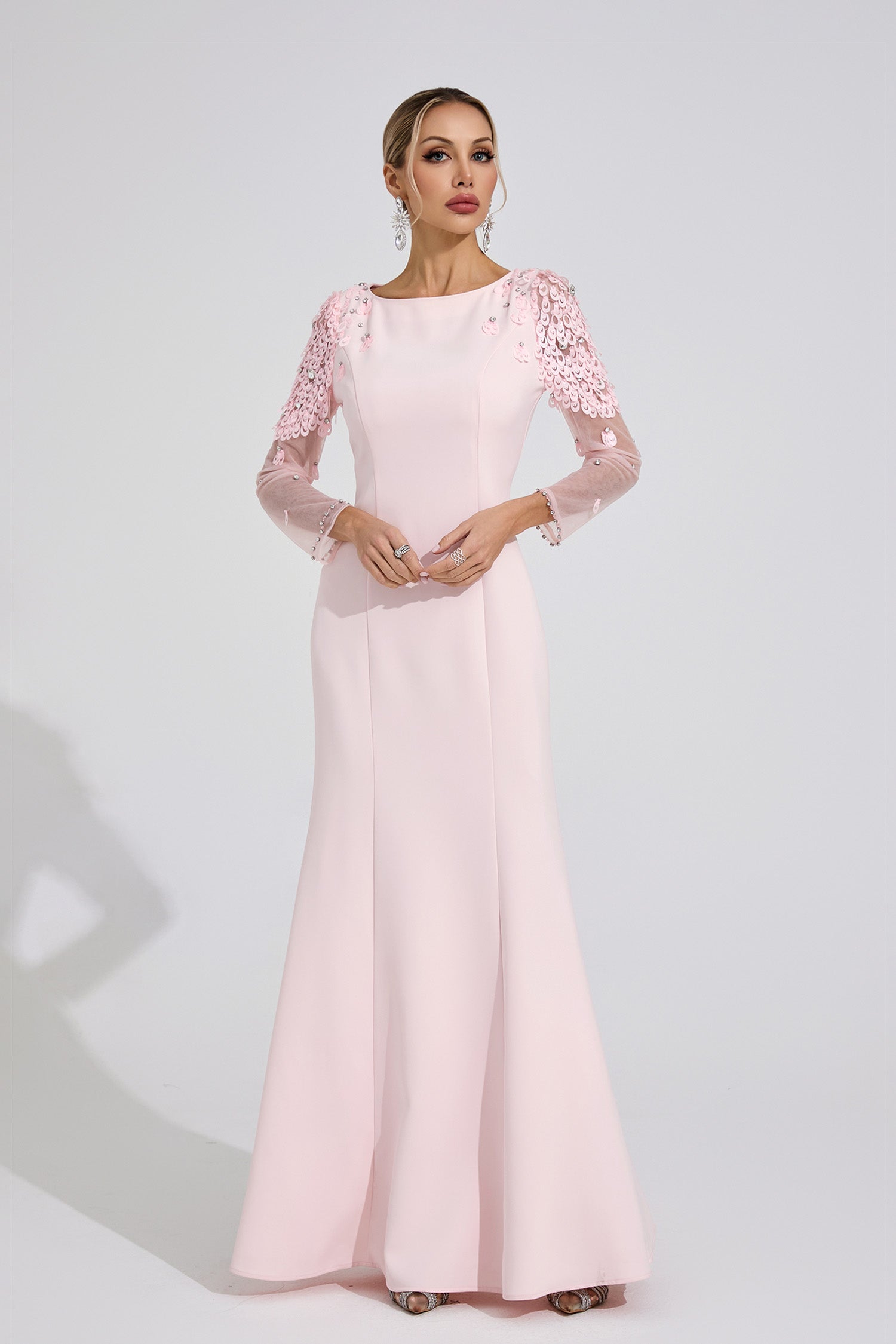 Ulvareth Pink Sequined Maxi Dress