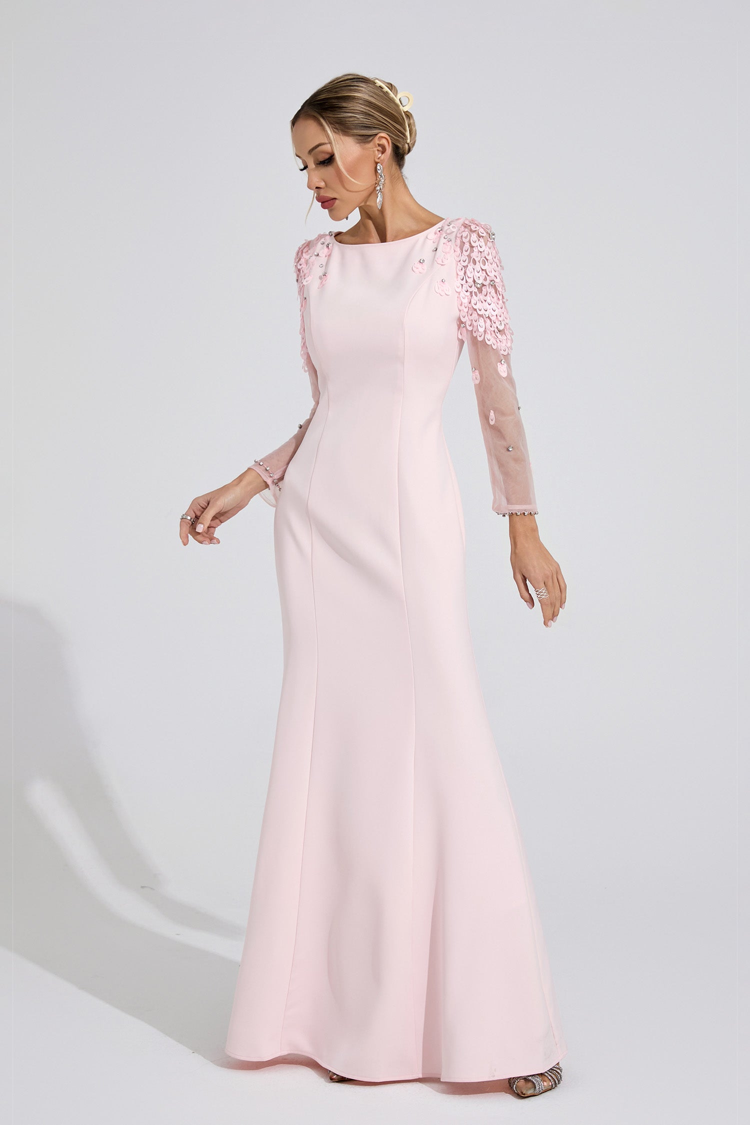 Ulvareth Pink Sequined Maxi Dress