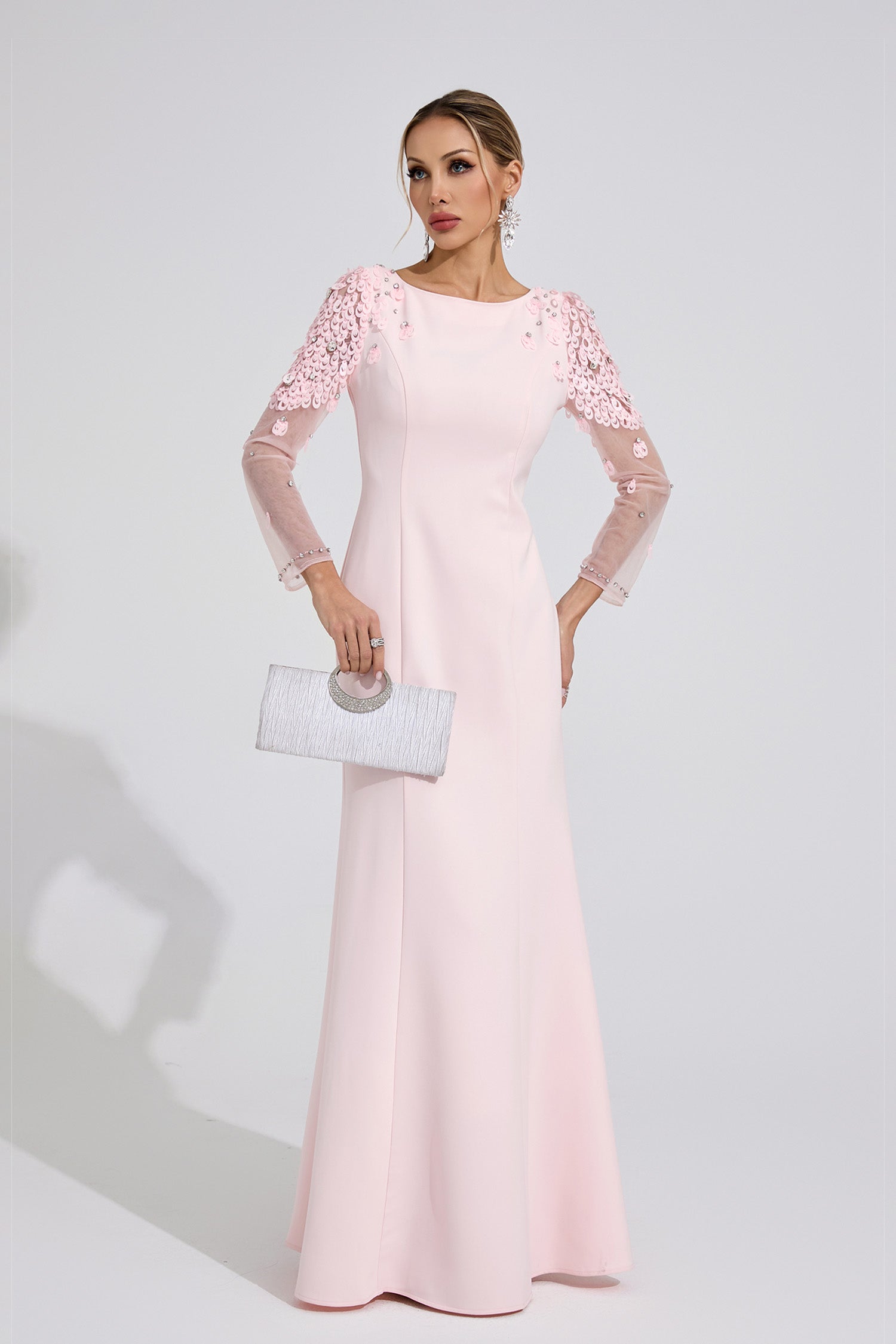 Ulvareth Pink Sequined Maxi Dress
