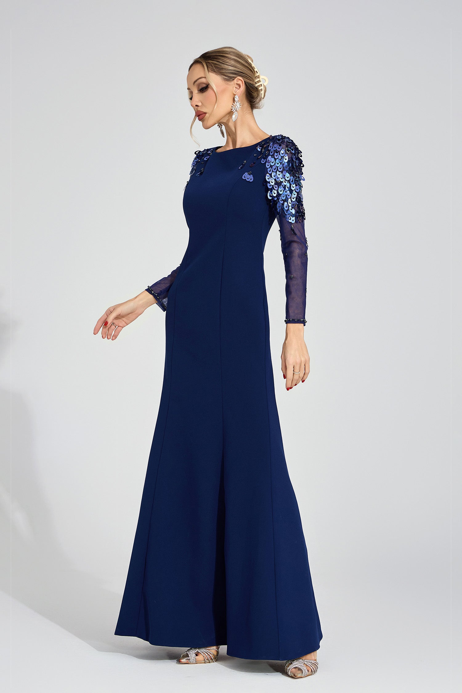 Ulvareth Blue Sequined Maxi Dress