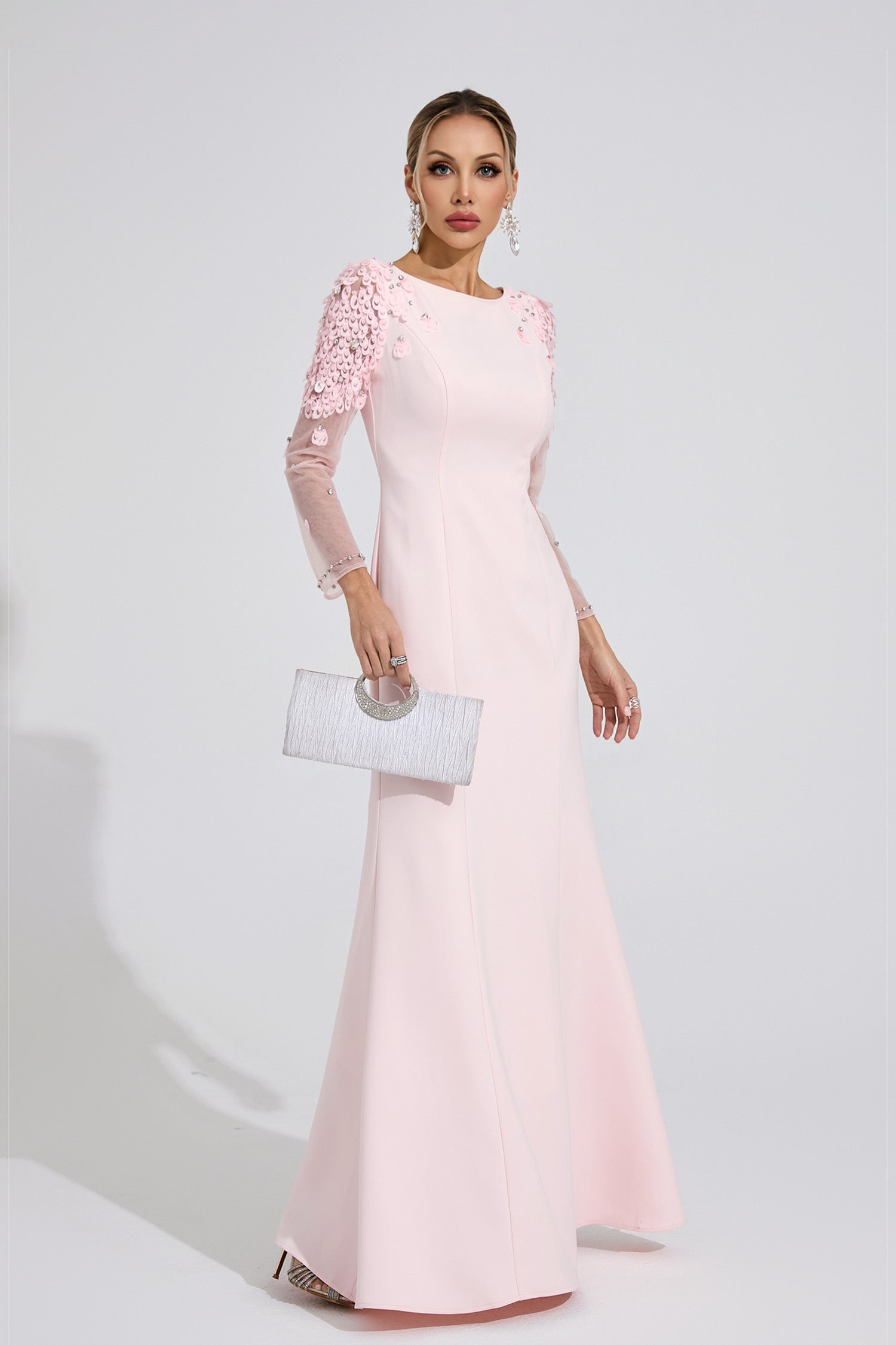 Ulvareth Pink Sequined Maxi Dress