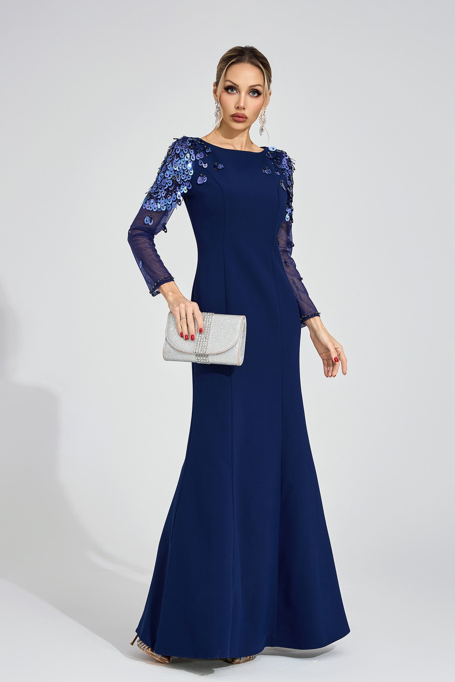 Ulvareth Blue Sequined Maxi Dress