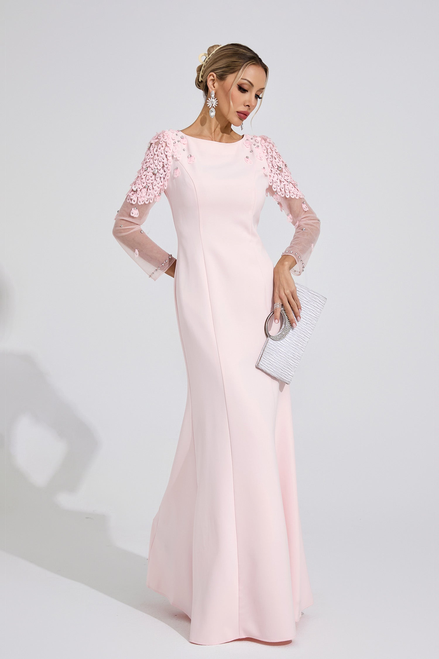 Ulvareth Pink Sequined Maxi Dress