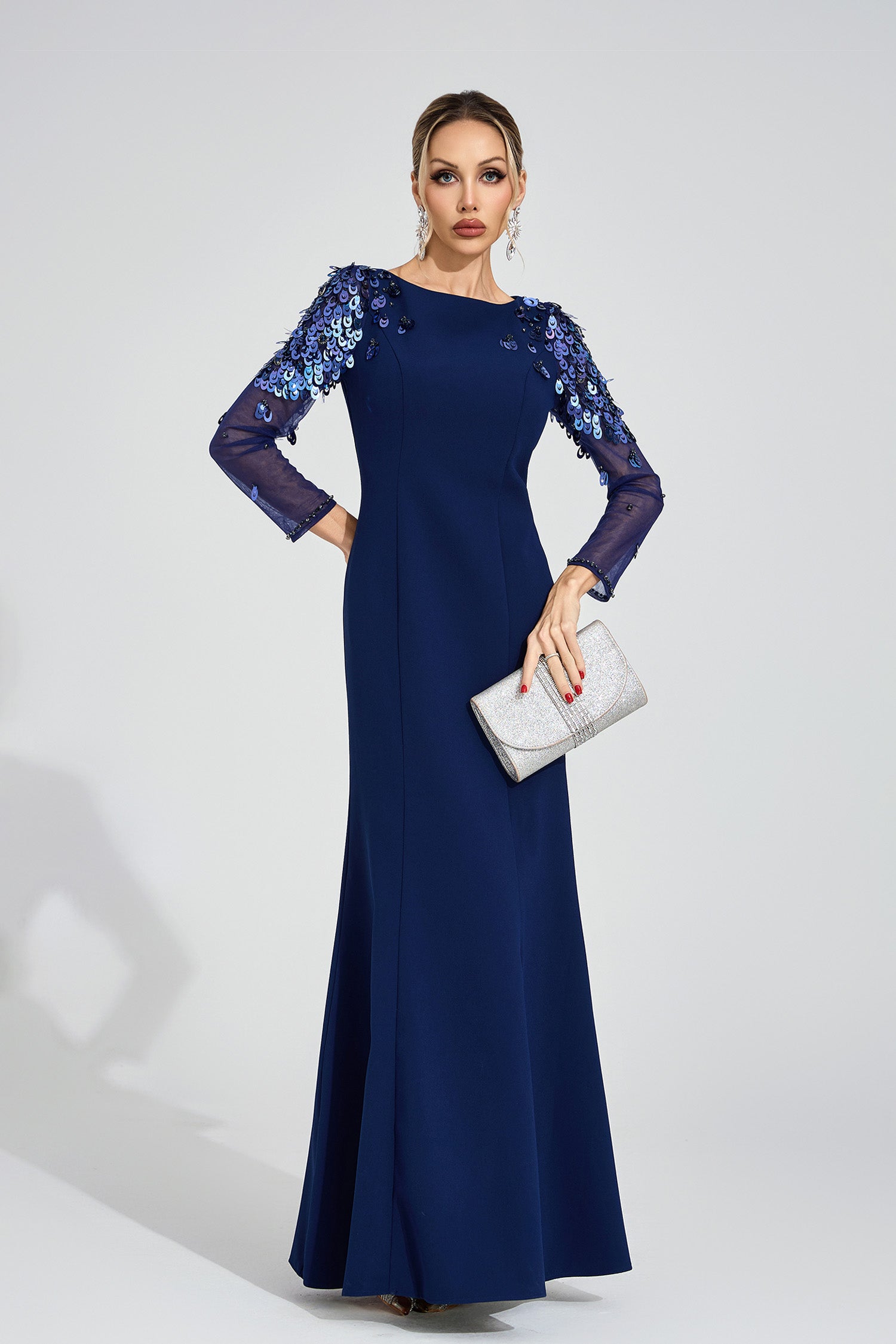 Ulvareth Blue Sequined Maxi Dress