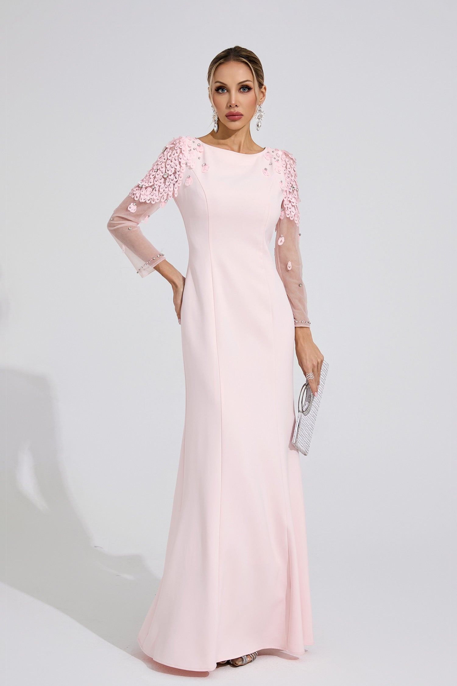 Ulvareth Pink Sequined Maxi Dress