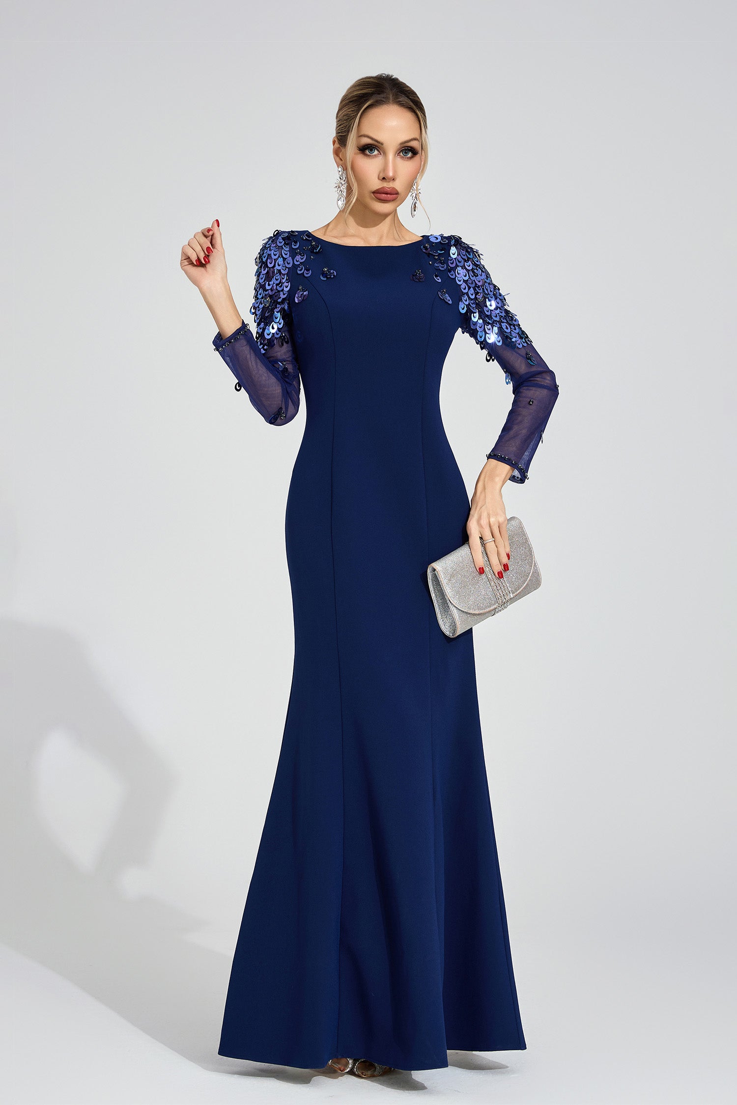 Ulvareth Blue Sequined Maxi Dress