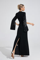 Zylarion Black Beaded Maxi Dress