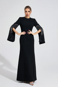 Zylarion Black Beaded Maxi Dress